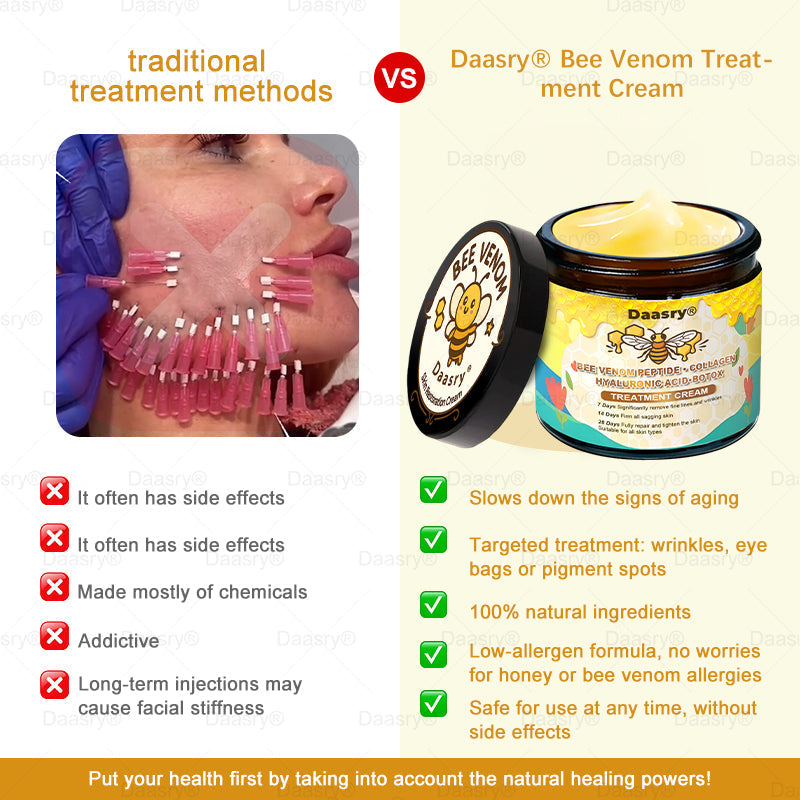 TGA Official: Daasry® Bee Venom Skin Restoration Cream - Anti-aging, Hydrating, Skin Firming & Lifting, Skin Repair, Even Tone, Acne and Dark Spot Treatment, Wart and Mole Removal, and Psoriasis Relief.