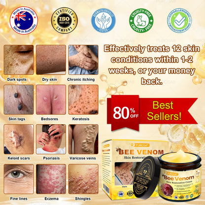 PUROSA® Bee Venom Skin Treatment Cream, Anti-aging, Hydrating, Skin Repair, Even Tone, Acne and Dark Spot Treatment, Wart and Mole Removal, Psoriasis Relief