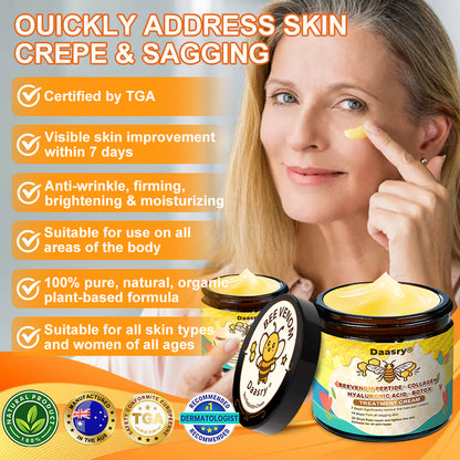 TGA Official: Daasry® Bee Venom Skin Restoration Cream - Anti-aging, Hydrating, Skin Firming & Lifting, Skin Repair, Even Tone, Acne and Dark Spot Treatment, Wart and Mole Removal, and Psoriasis Relief.